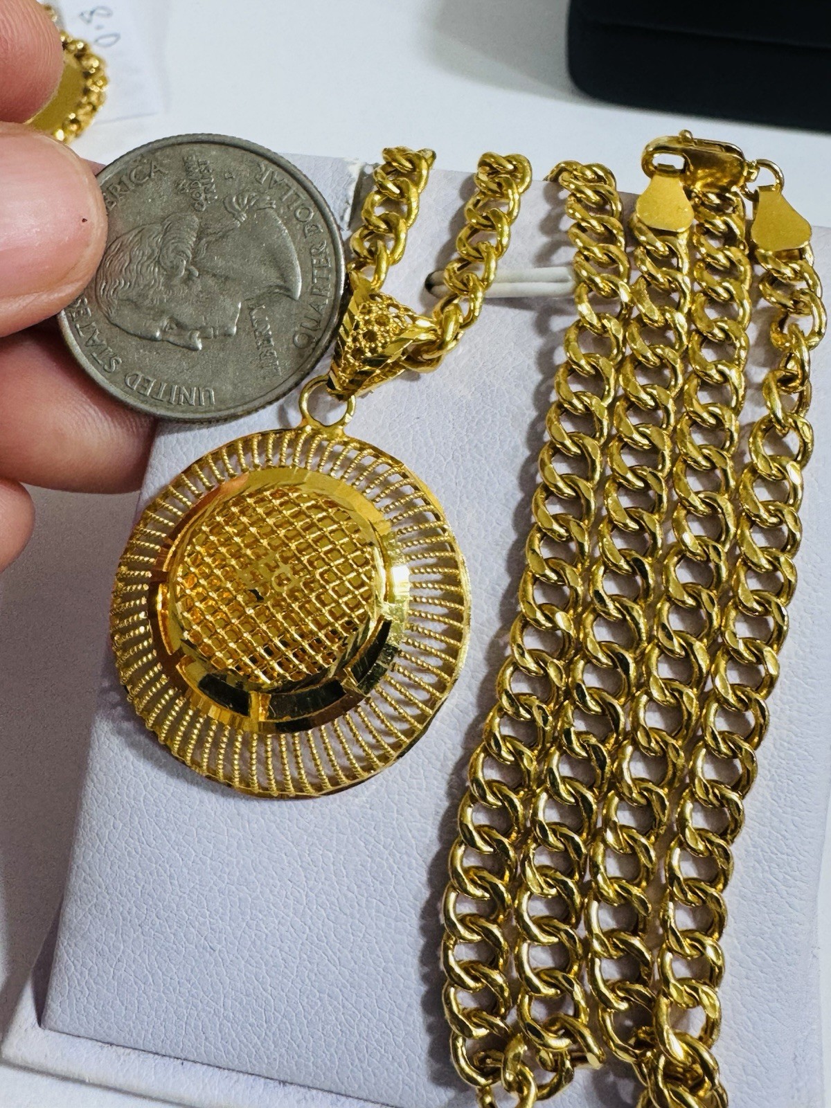 Saudi 22K Solid 916 Real Fine Gold Round Set Necklace 18”/18.5” Long 16.6g 6mm
