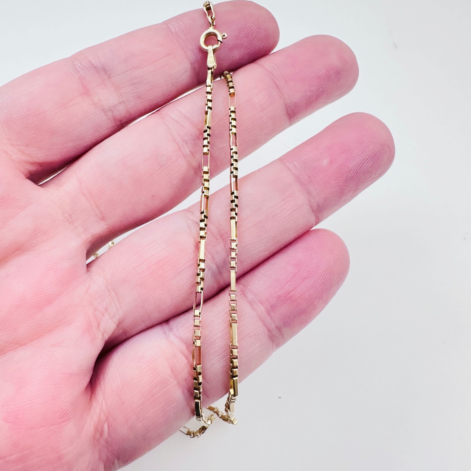 Solid 14K Yellow Gold Figaro Box Link Hybrid Chain Necklace 1.4mm, 24 1/2″, 5.6g