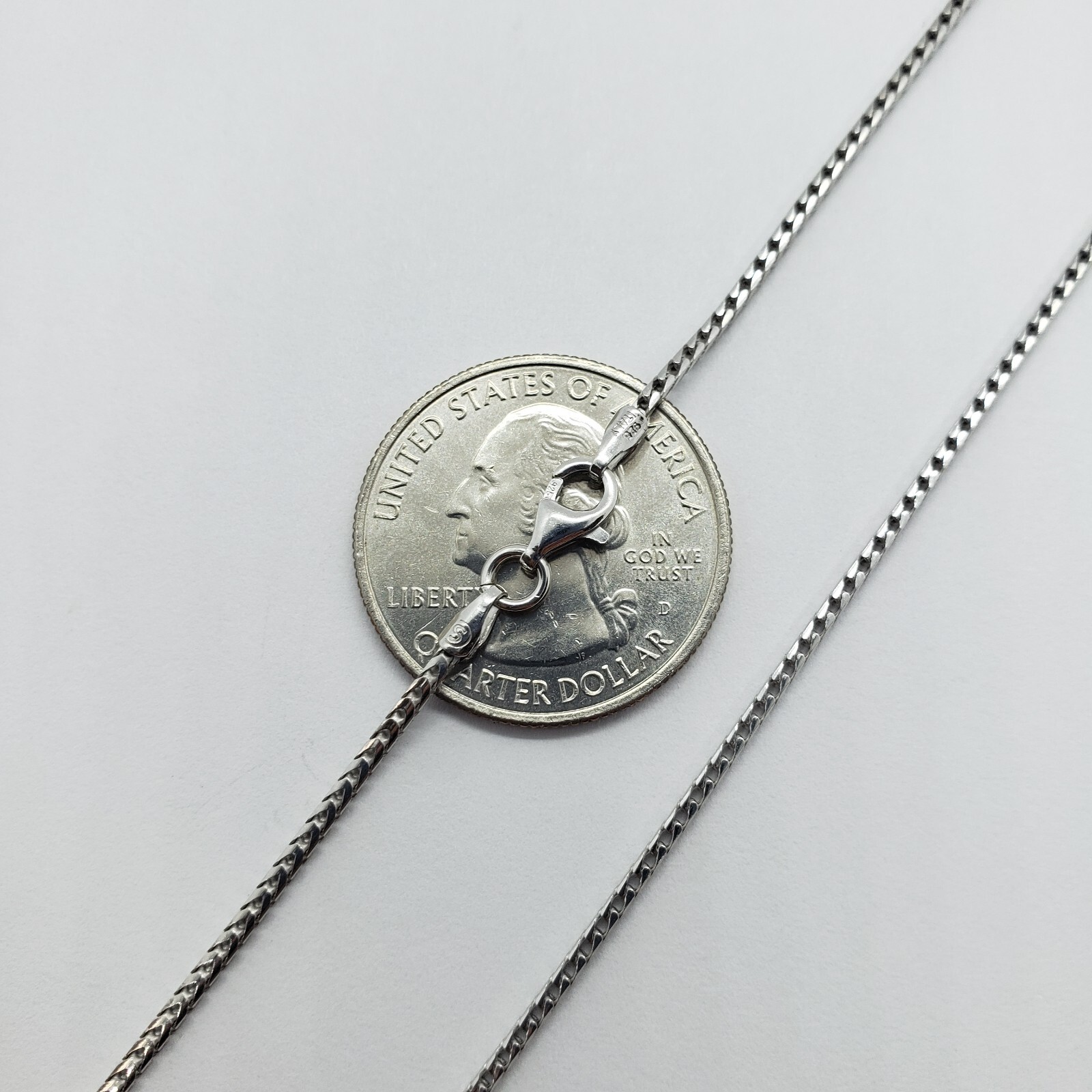 Sterling Silver Franco Chain Necklace Rhodium Finish Italy 1.5mm-4.5mm 16″-36″