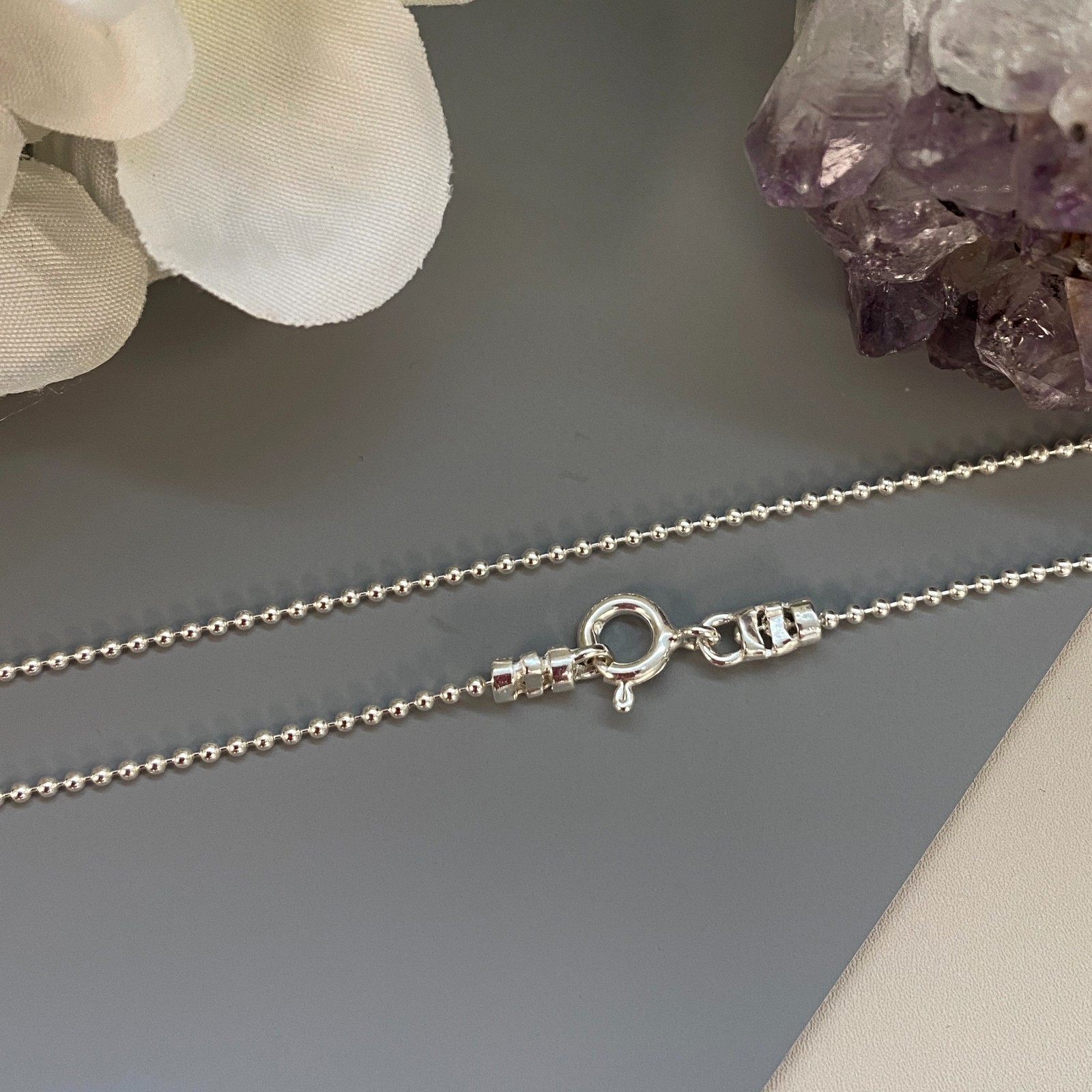 Sterling Silver Necklace-Tiny Ball Chain (All Sizes) Ball Necklace-Made in Italy
