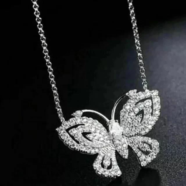 3.20CT Round Cut White Moissanite Women’s Fancy Pendant 14K White Gold Plated