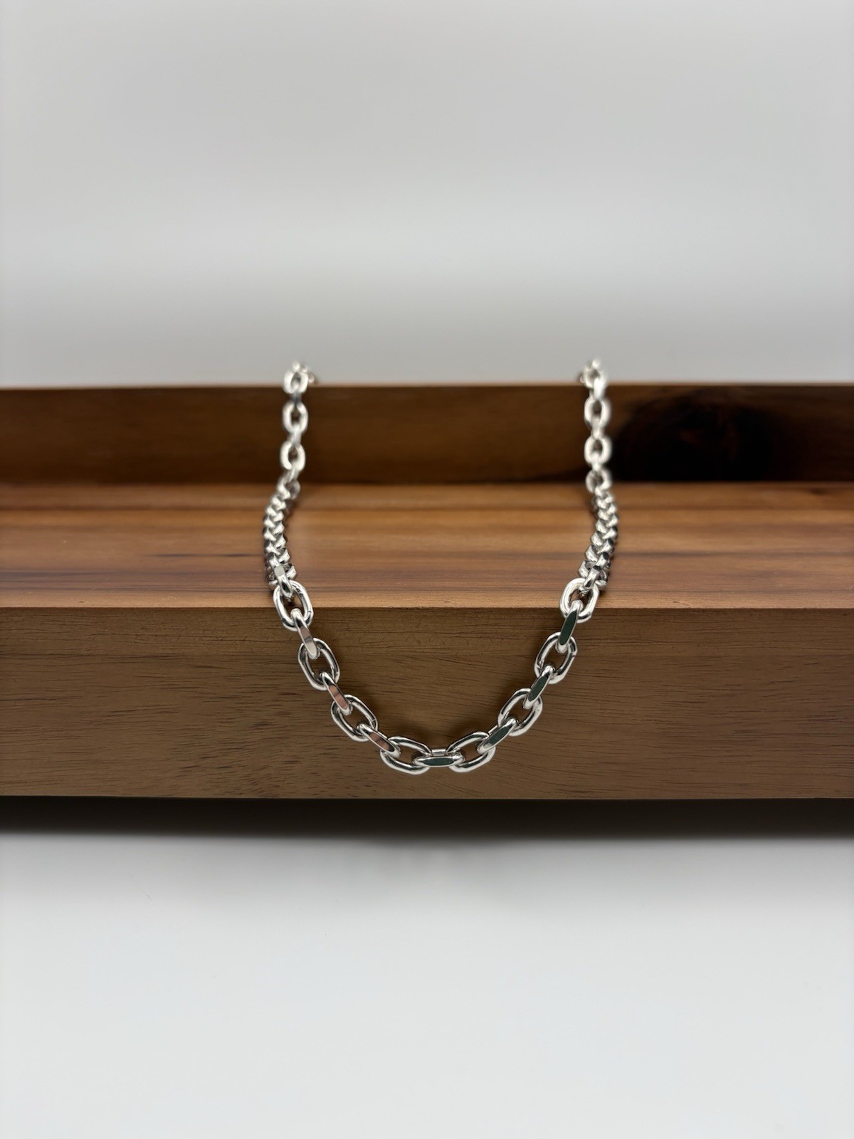 18 INCH STERLING SILVER CABLE ANCHOR LINK CHAIN NECKLACE 6MM 48.8G RHODIUM 925