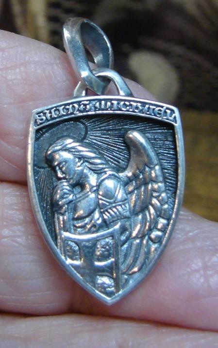 David Yurman Sterling Silver Saint Michael Shield Style Amulet Pendant