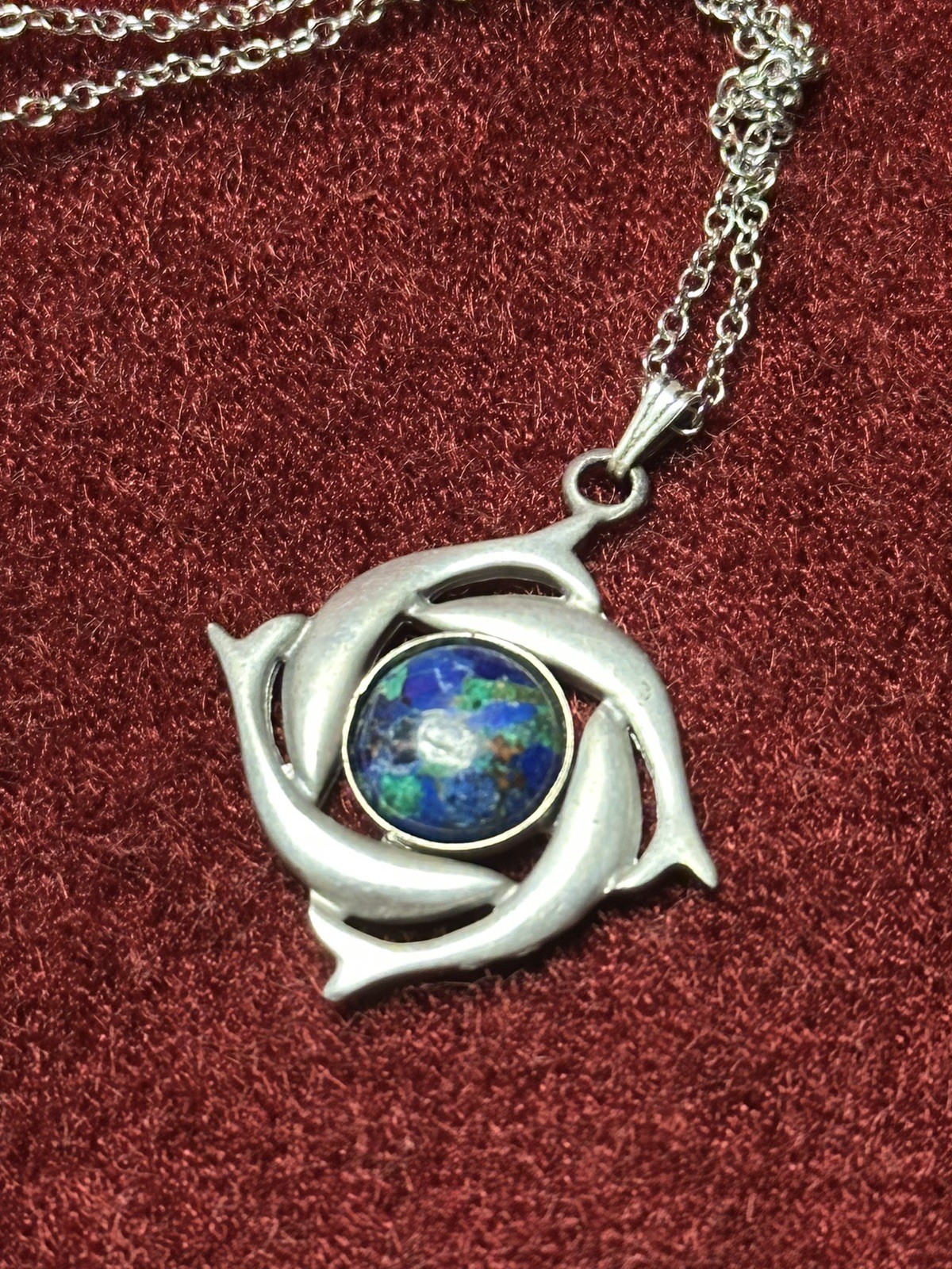 Vintage Ken Kantro 925 Sterling Silver Earth Planet Globe Swirl Pendant Necklace