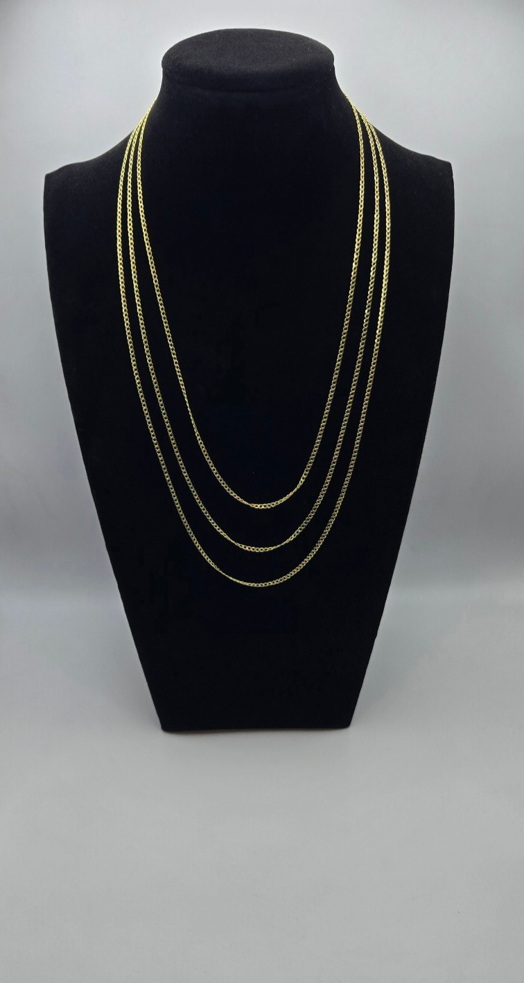 Solid 10K Yellow Gold Cuban Link 2mm Necklaces, 20″ 22″ 24″, Italy