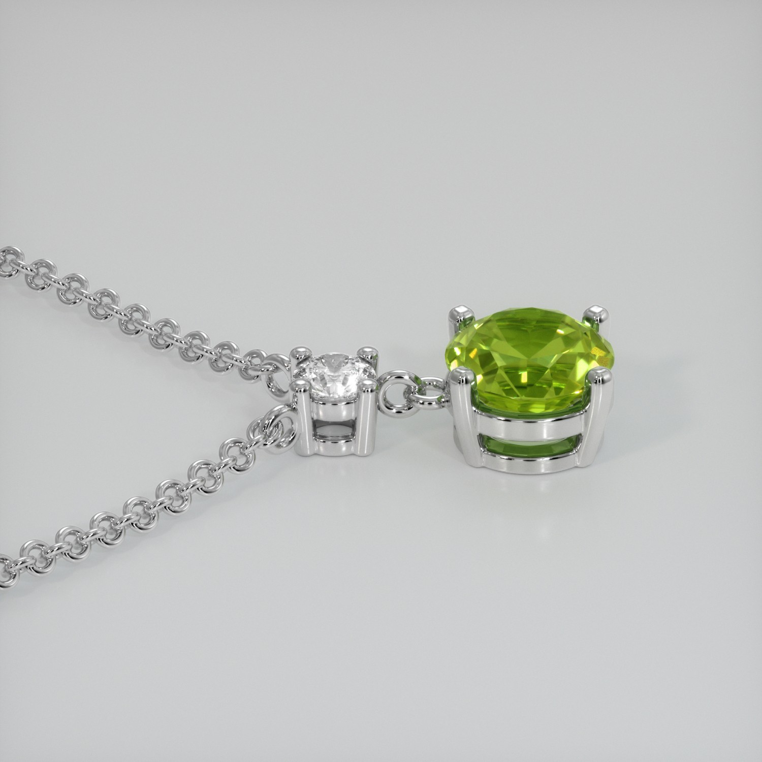 Pakistan Round Green Peridot Platinum 950 Necklace 1.31CT