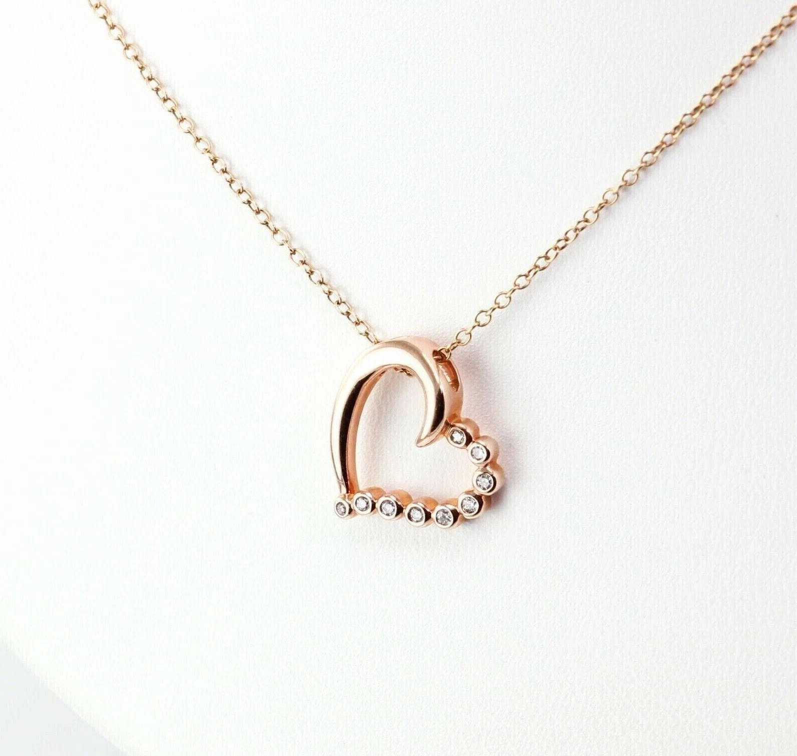 1.00Ct Round Lab Created Moissanie Women’s Heart Pendant 14K Rose Gold Plated