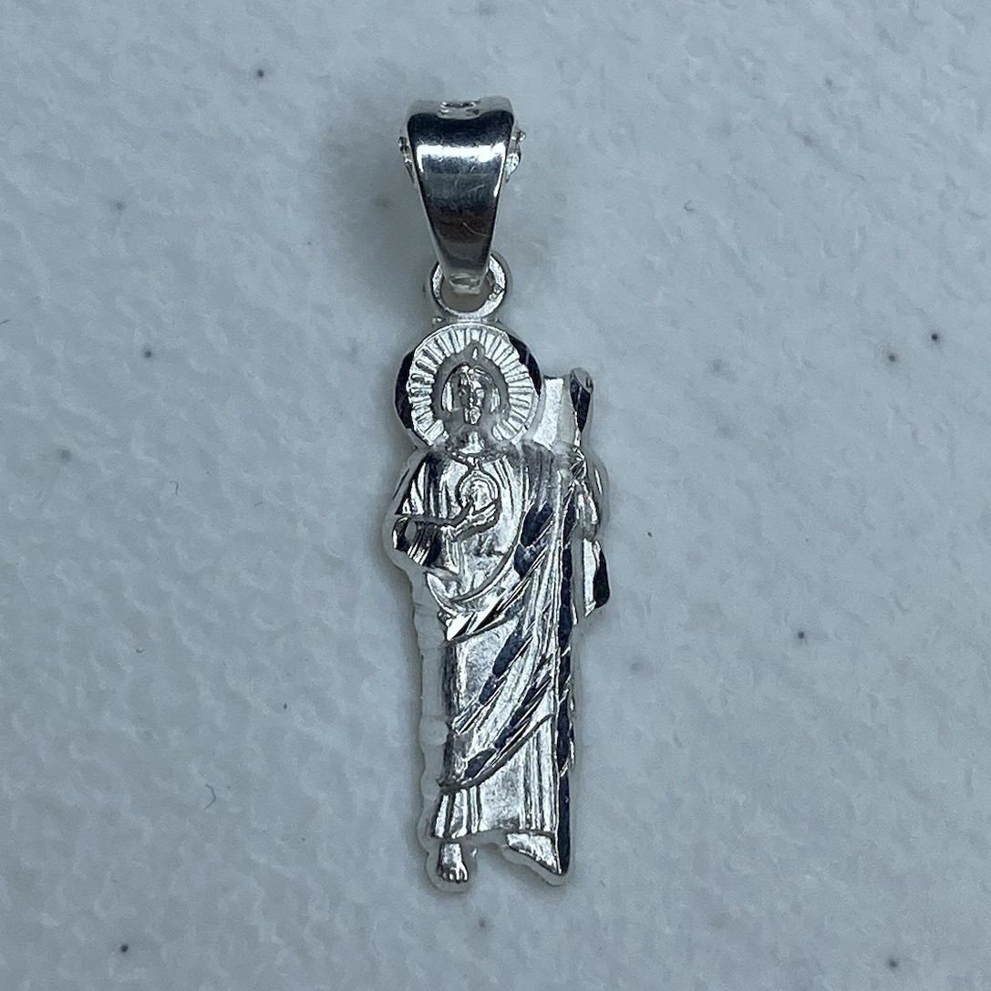 999 Mexican Solid Silver Saint Jude Pendant 1” Religious Charm San Judas Medal