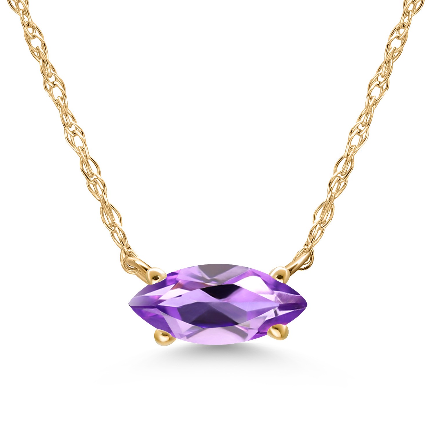 10K Yellow Gold Amethyst Pendant Necklace for Women | 0.41 Cttw | Gemstone