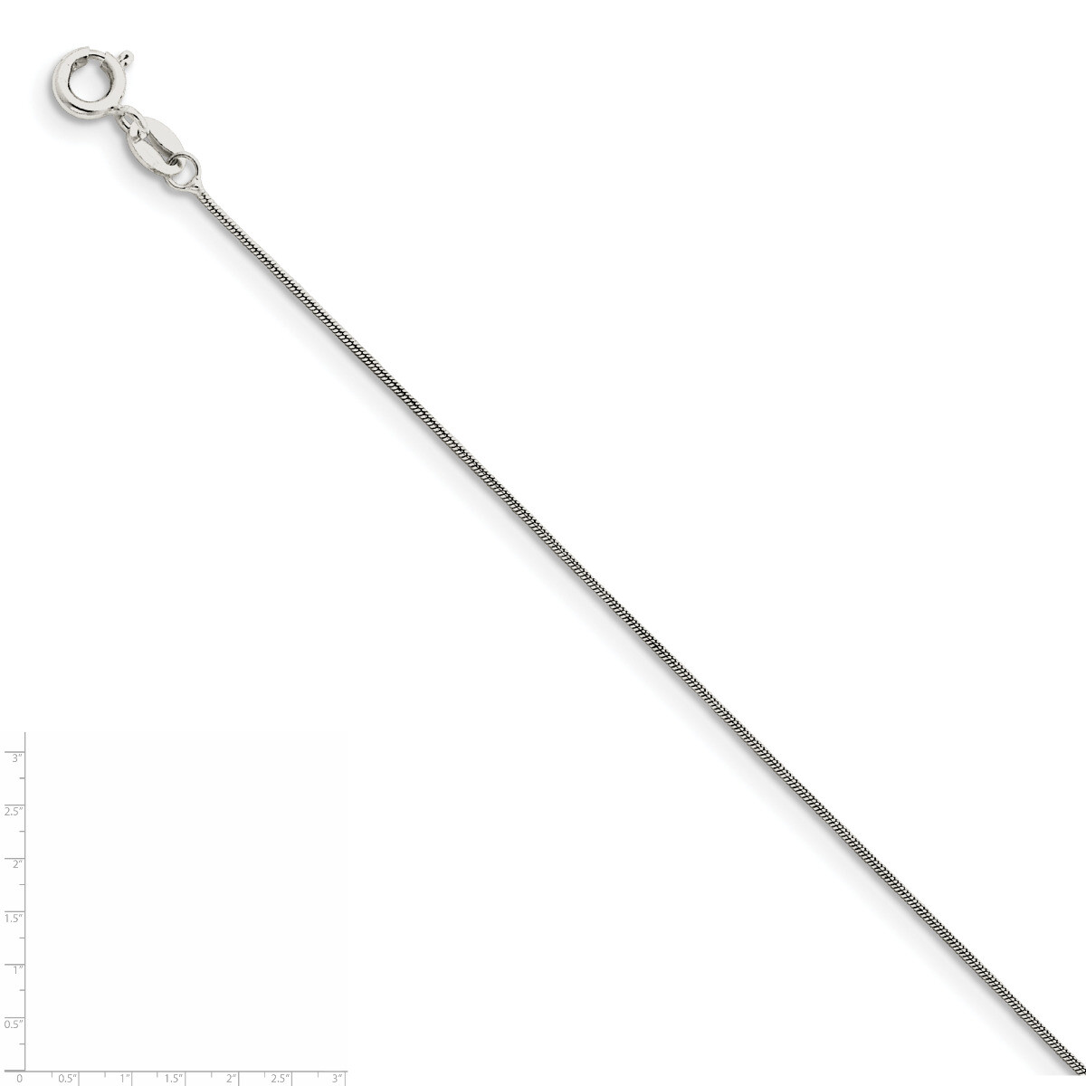 Sterling Silver Snake Chain 16″, 18″, 20″, 22″, 24″, 26″, 28″, 30″ Inch Lengths