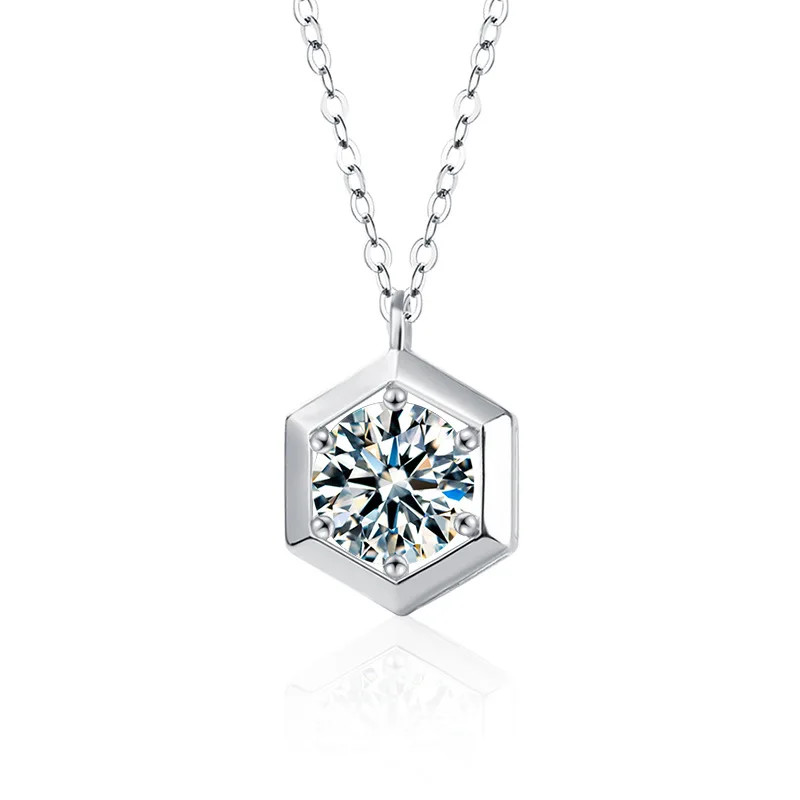 Simple Design Hexagon Shape 1Carat Moissanite Pendant for Party Jewelry Gift