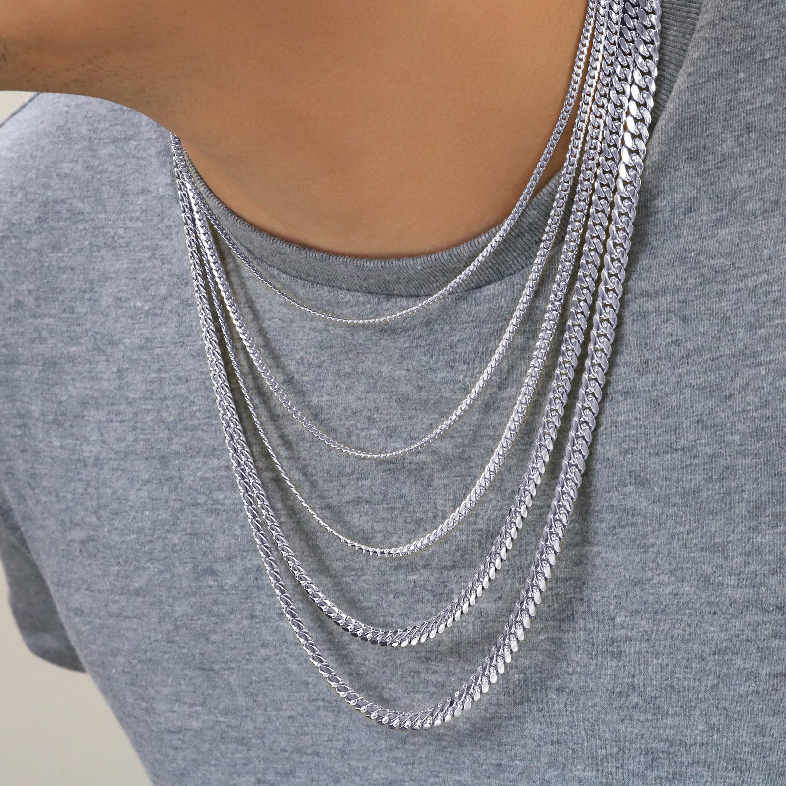 10K White Gold Solid 2.7mm-7mm Miami Cuban Chain Necklace Mens Womens 16″- 30″