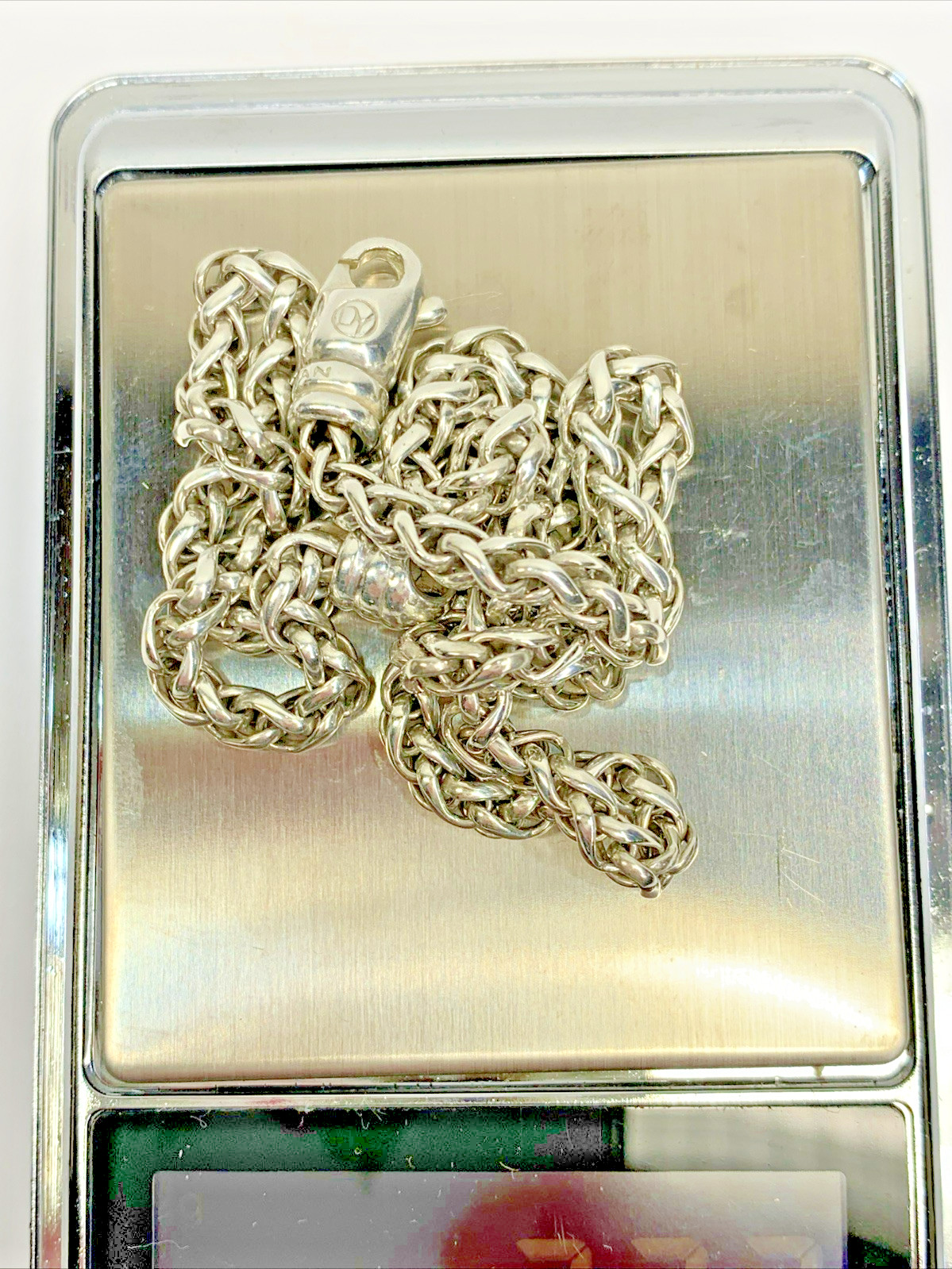 David Yurman Signed 925 Sterling Silver 4mm Wheat Weave Chain Necklace 16″ 23.5g