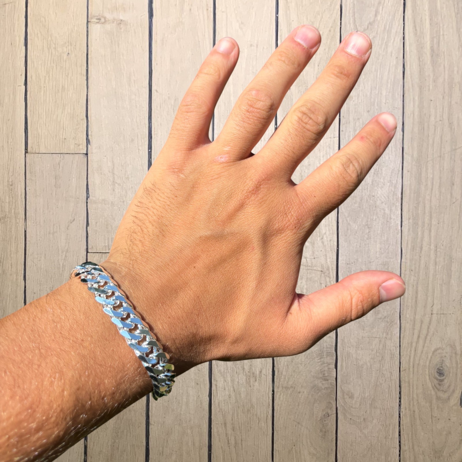 12mm Double Curb Link Bracelet – Real Solid 925 Sterling Silver MADE IN ITALY