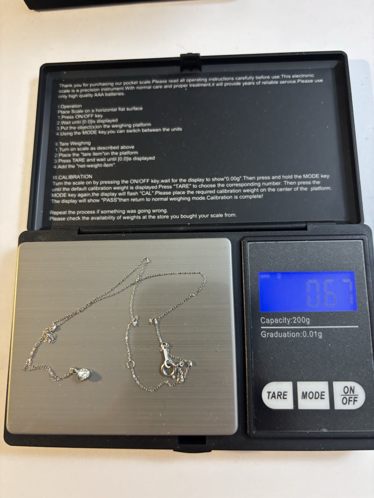 K18WG NATURAL 0.20 CT DIAMOND PENDANT 16 Inches Necklace