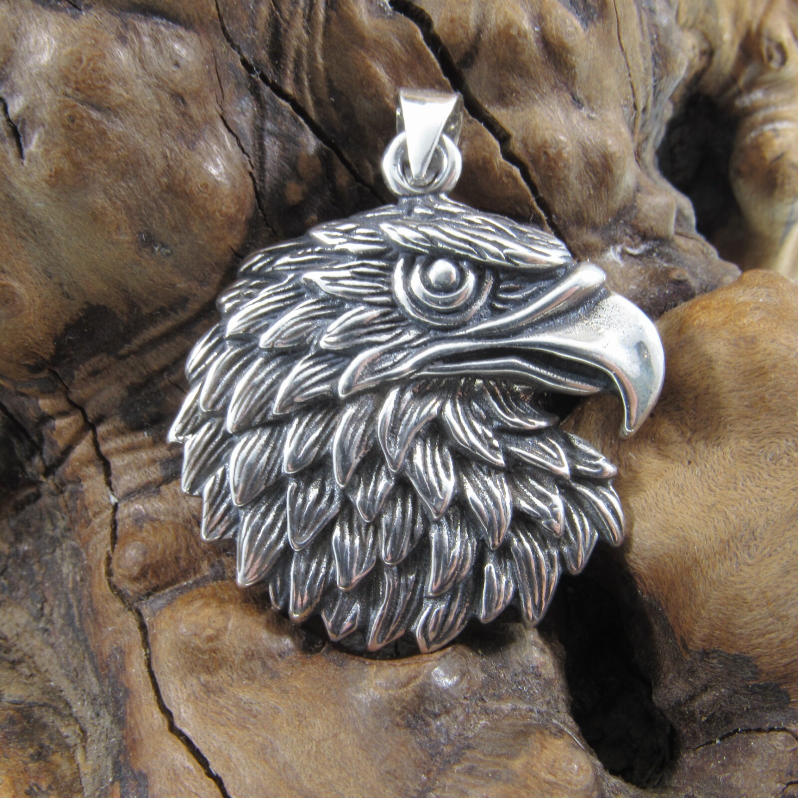 Handcrafted Solid 925 Sterling Silver Heraldic American Bald Eagle Head Pendant