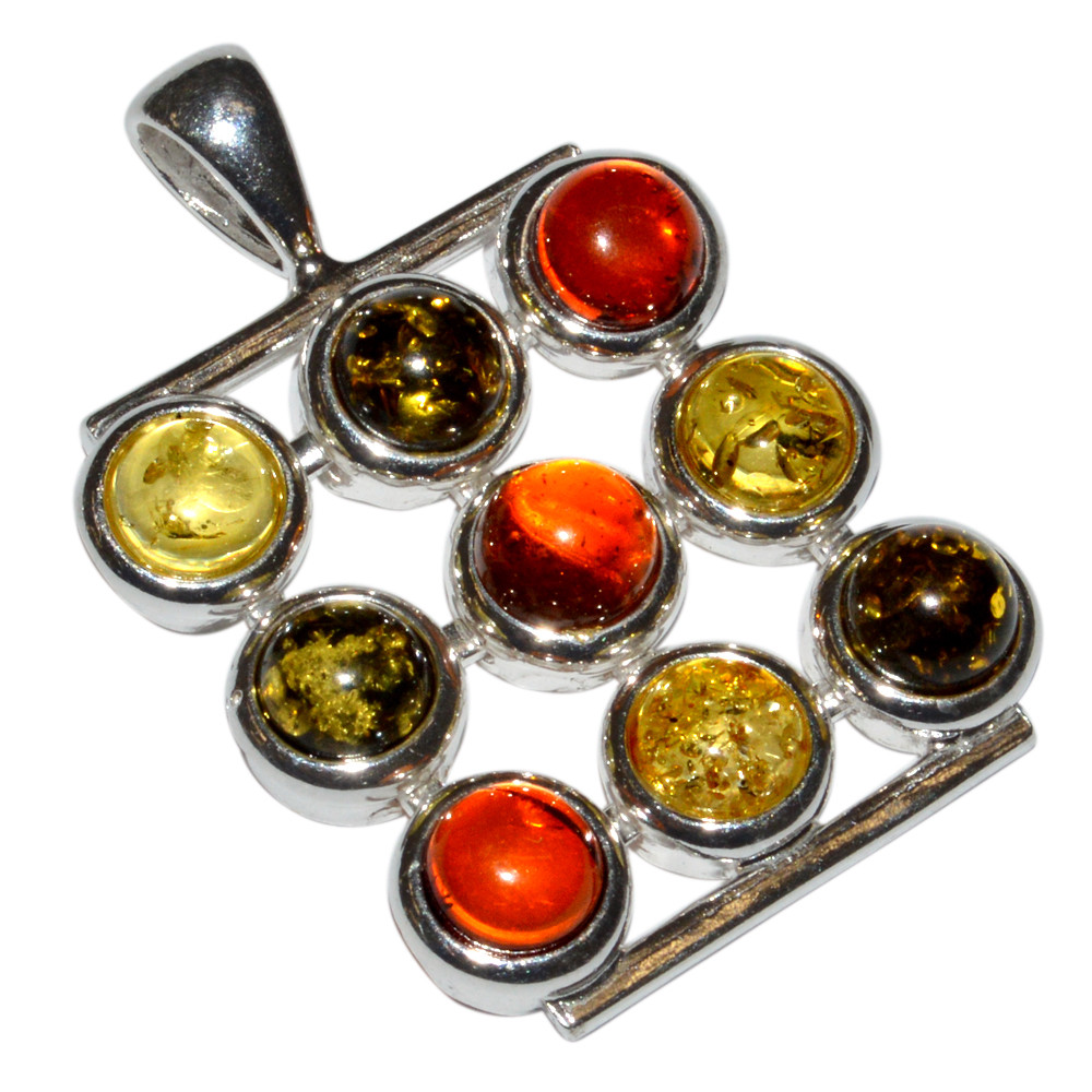 8.5g Authentic Baltic Amber 925 Sterling Silver Pendant Jewelry N-A1108