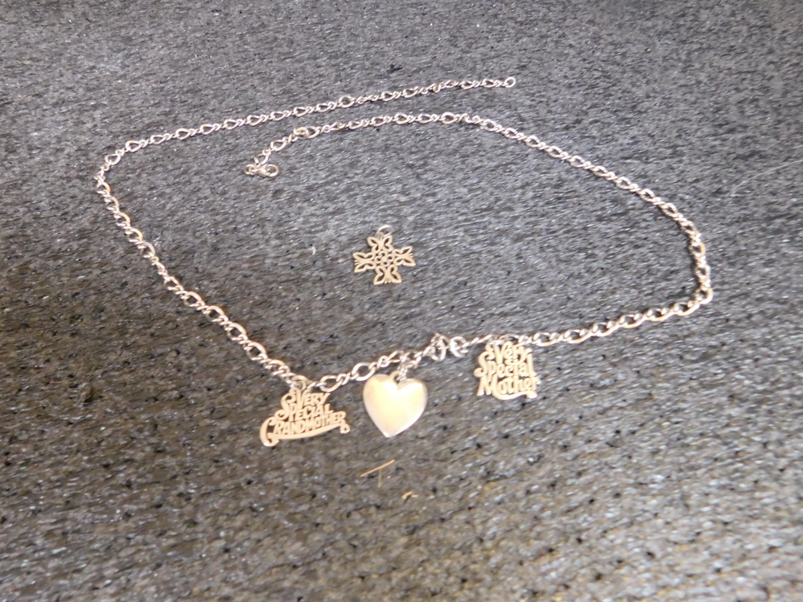 JAMES AVERY 30″ SIVER CHAIN WITH THREE CHARMS ON NECKLACE AND ONE CHARM LOOSE