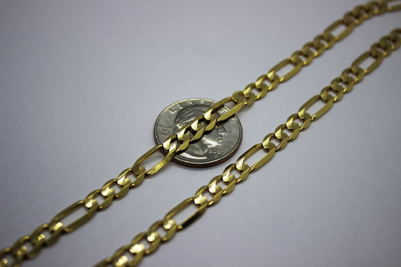 10k Solid Yellow Gold Figaro Chain Necklace Bracelet 2.2mm – 10.2mm 7″ – 30″