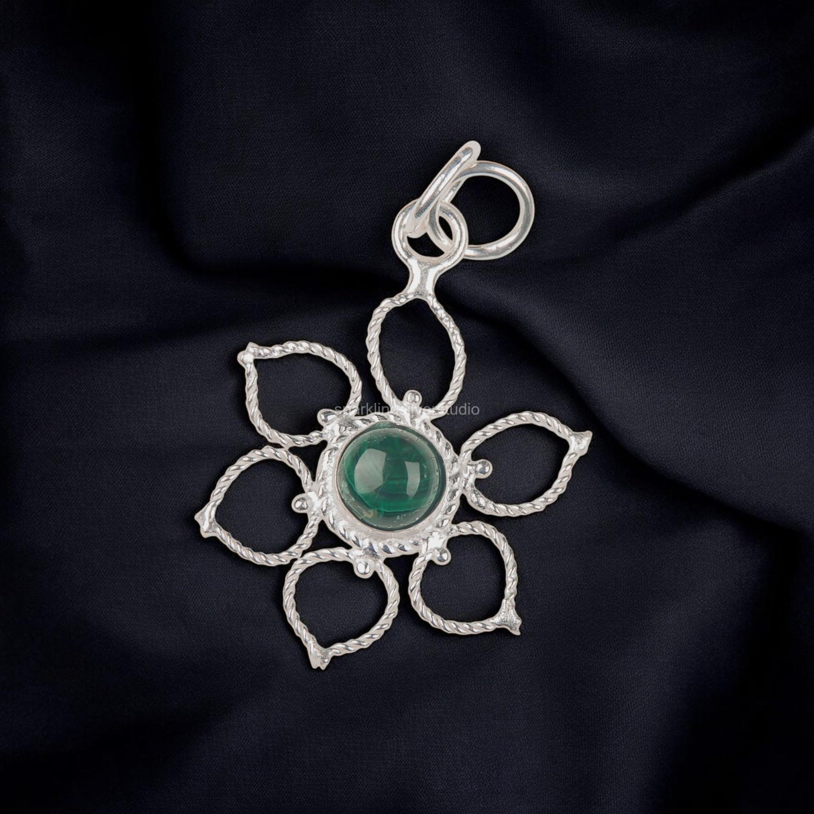 Malachite Gemstone Jewelry 925 Silver Handmade Pendant 1.44″For Anniversary Gift