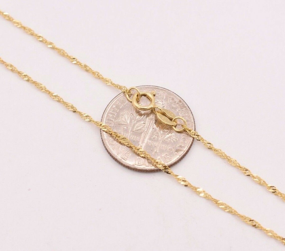 1mm Singapore Rope Chain Real SOLID 10k Yellow Gold Necklace 20” Inches