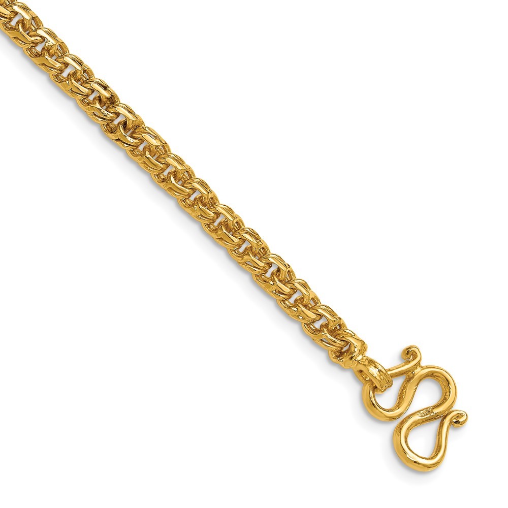 24k Yellow Gold Polished 4.4mm Solid Double Interlocking Curb Chain Necklace 24″