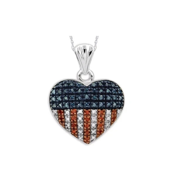 1.50TCW Multicolor Lab Created Diamond 14k White Gold Plated Heart Pendant