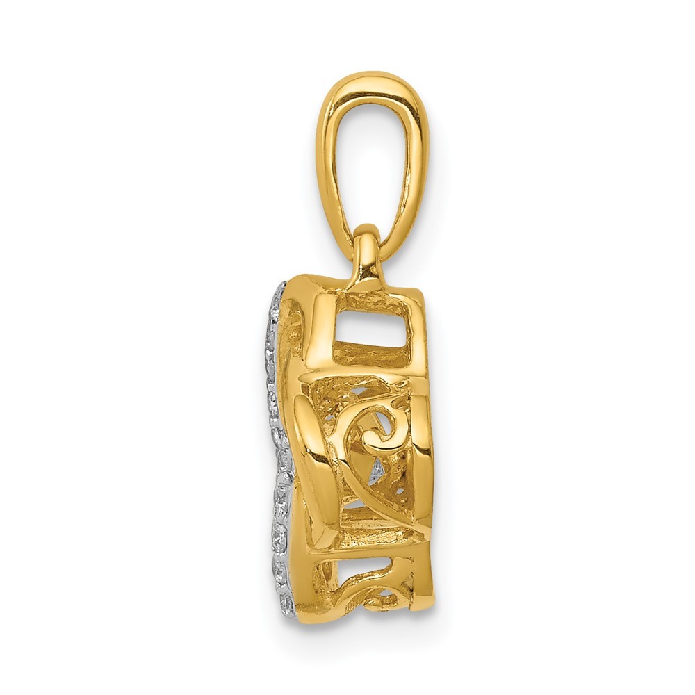 14k Yellow Gold Round Lab Grown Diamond VS/SI+ G+ Vibrant Love Knot Pendant