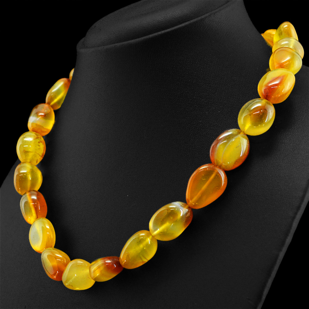 555.00 CTS NATURAL WHOLESALE PRICE UNTREATED RICH ORANGE ONYX BEADS NECKLACE