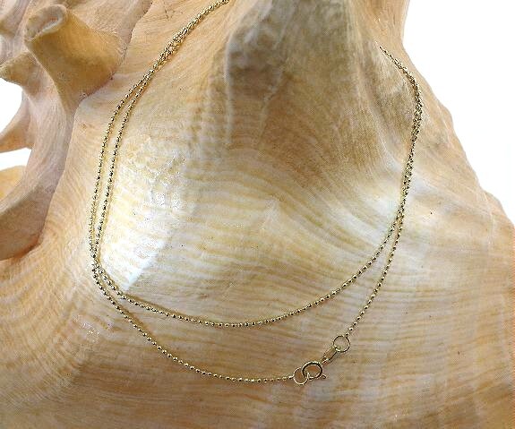 1MM PETITE SOLID 14K YELLOW GOLD DIAMOND CUT DC BALL BEAD CHAIN NECKLACE 16″-24″