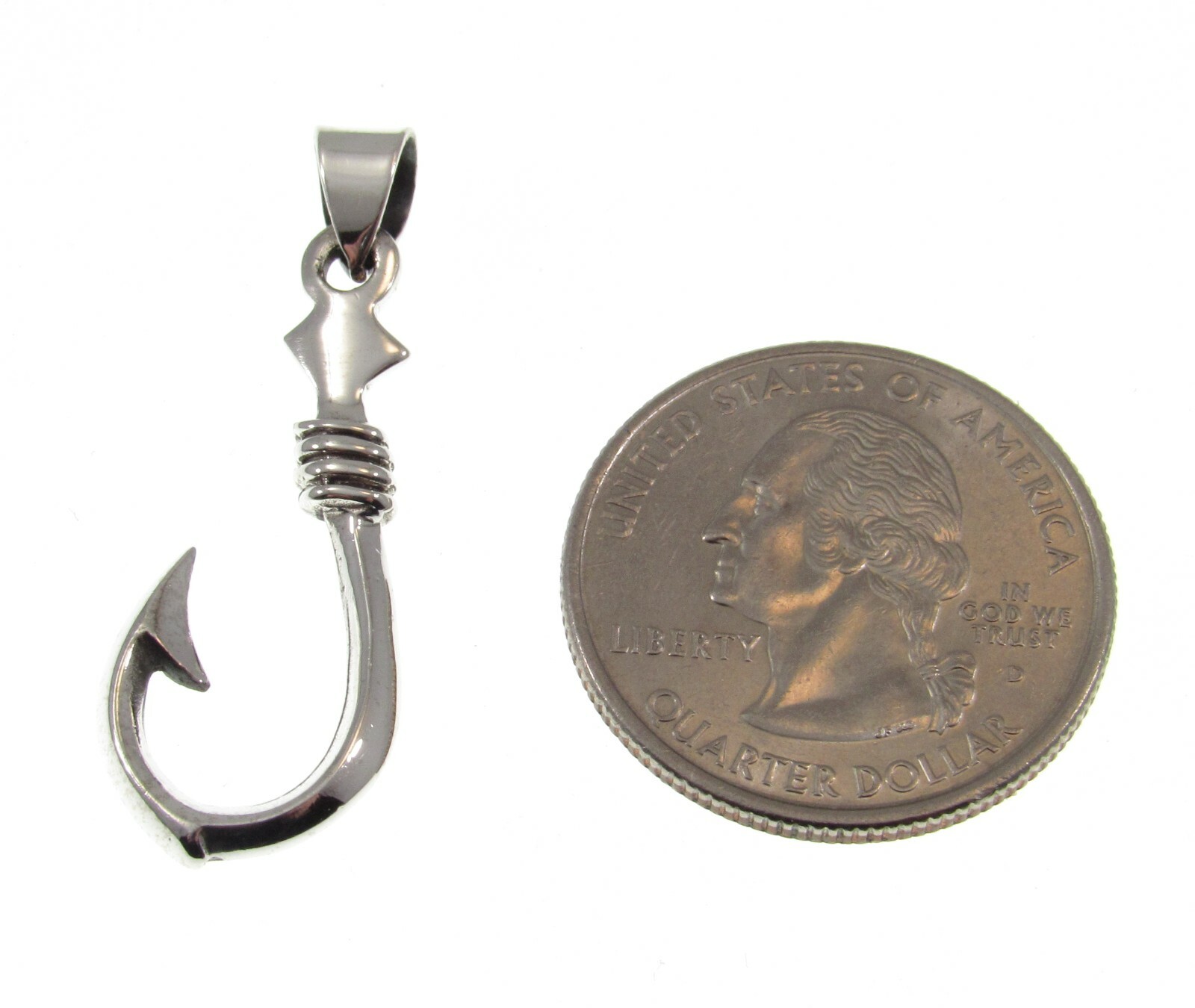 Handcrafted Solid 925 Sterling Silver 3D Nautical Barbed FISH HOOK Pendant