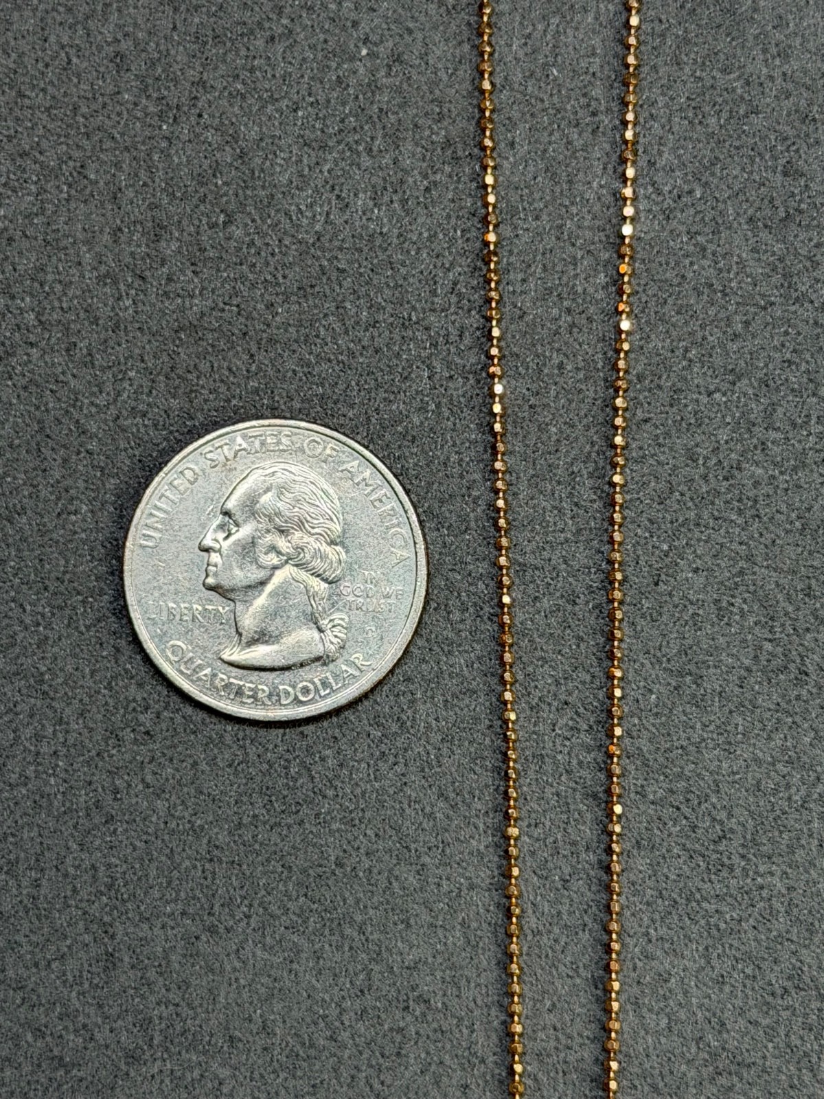 MILOR Italy 14k Yellow Gold Petite 1mm Faceted Ball Bead Chain Necklace 18 Inch