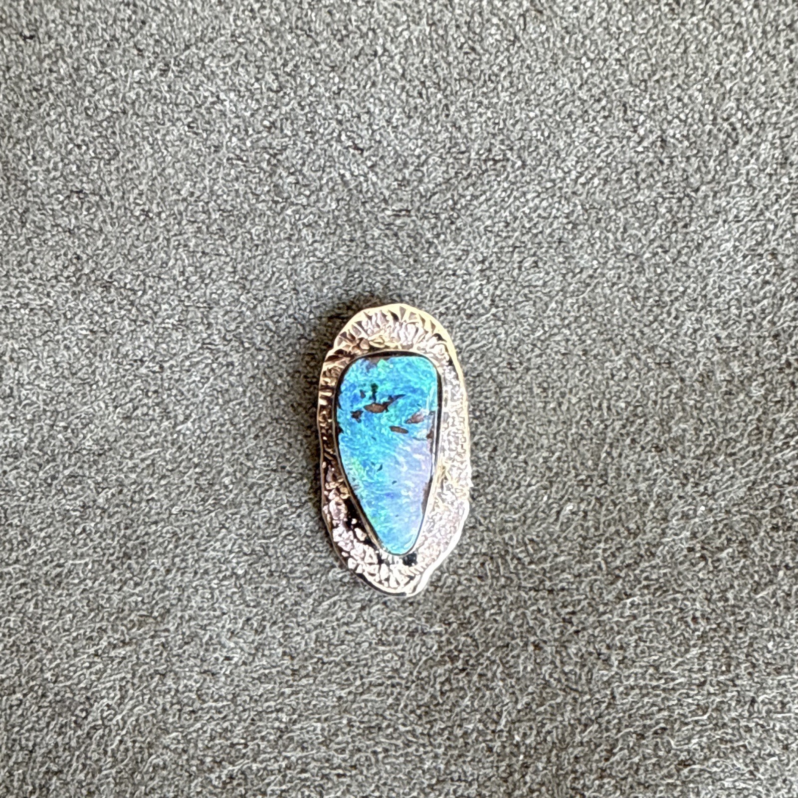 14K Yellow Gold Freeform Boulder Opal Pendant Bezel Set Signed