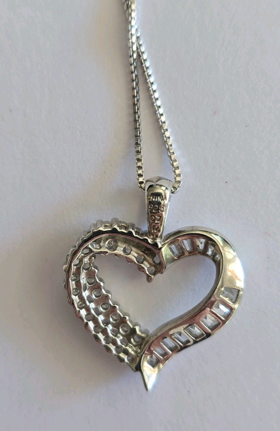 Double Heart Diamond Pendant 18″ Sterling Silver Necklace (1/10 ctw)
