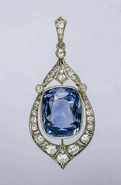 925 SILVER Blue Lab Created Sapphire Wedding 14K White Gold Finish Pendant