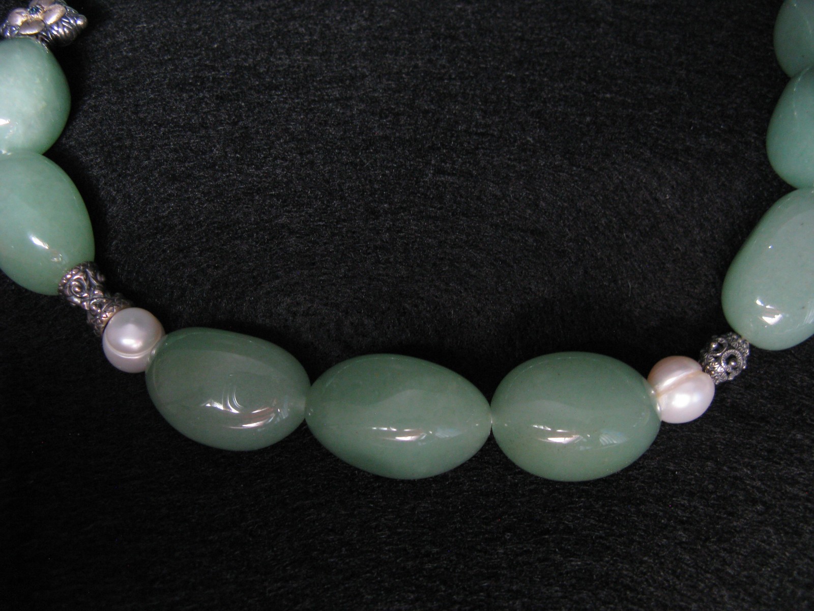 Barbara Bixby Aventurine Gemstone Nugget Necklace Pearl Flower Magnetic Closure