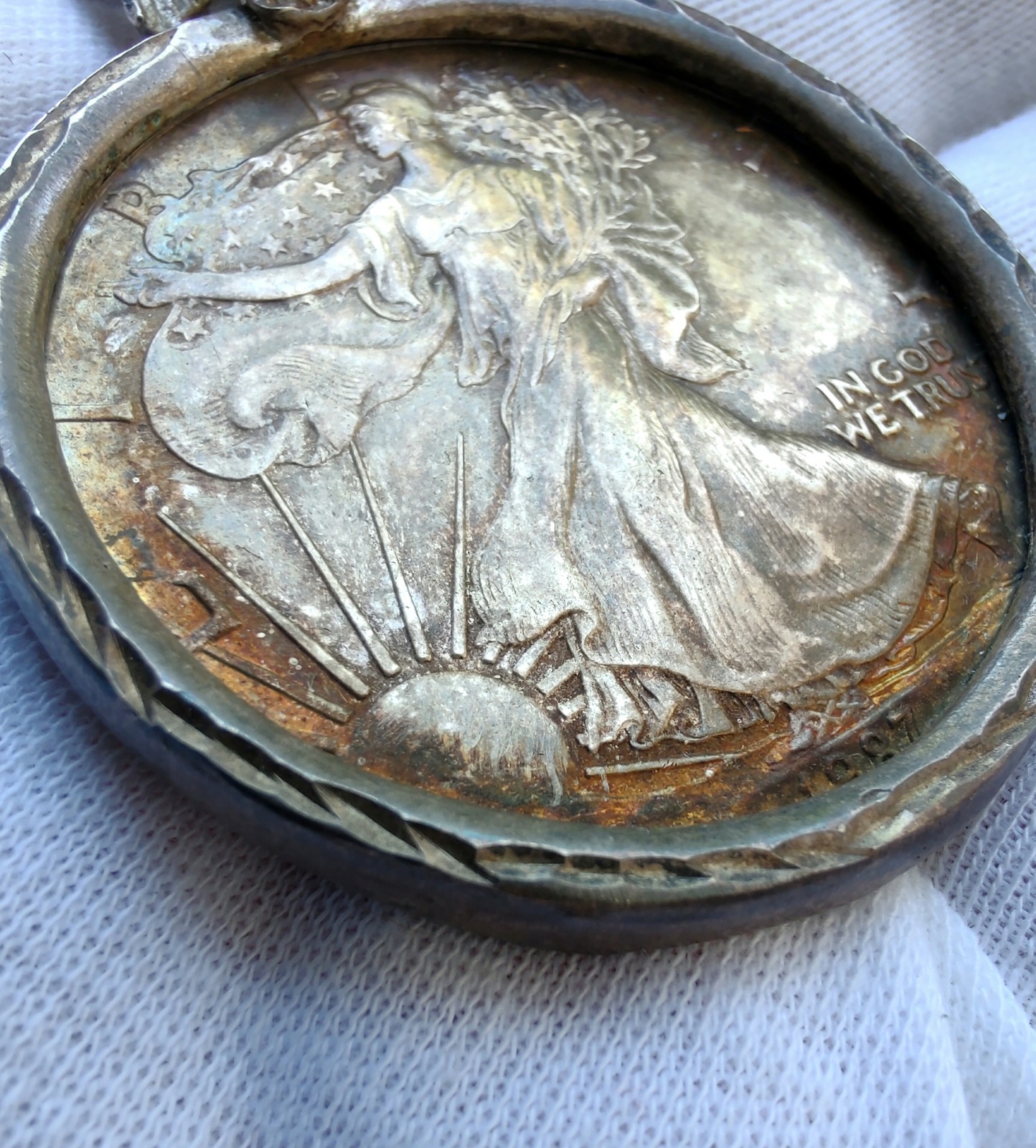 1987 American Silver Eagle 1 oz .999 Coin Pendant w/ Handmade Sterling Bezel