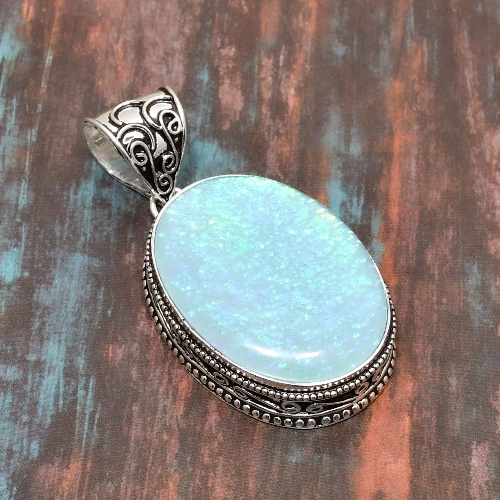 Blue Triplet Opal Gemstone Handmade Wedding Jewelry Pendant 2.08″