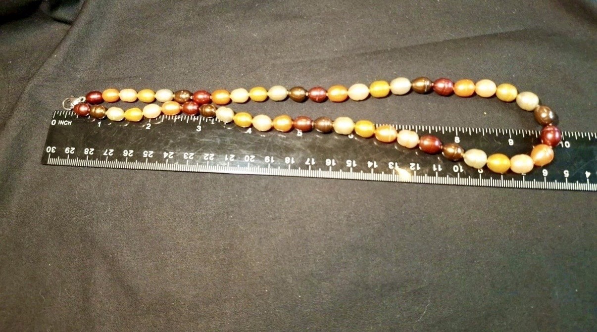 Signed HONORA Multi Mocha Oval Knotted 20in Pearl Necklace W/925 Sterling Clasp