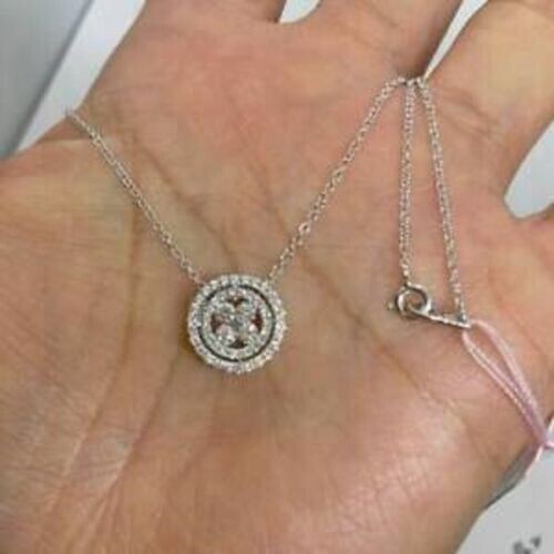 2Ct Round Cut VVS1/D Diamond Circle Pendant 18″ Free Chain 14K White Gold Finish