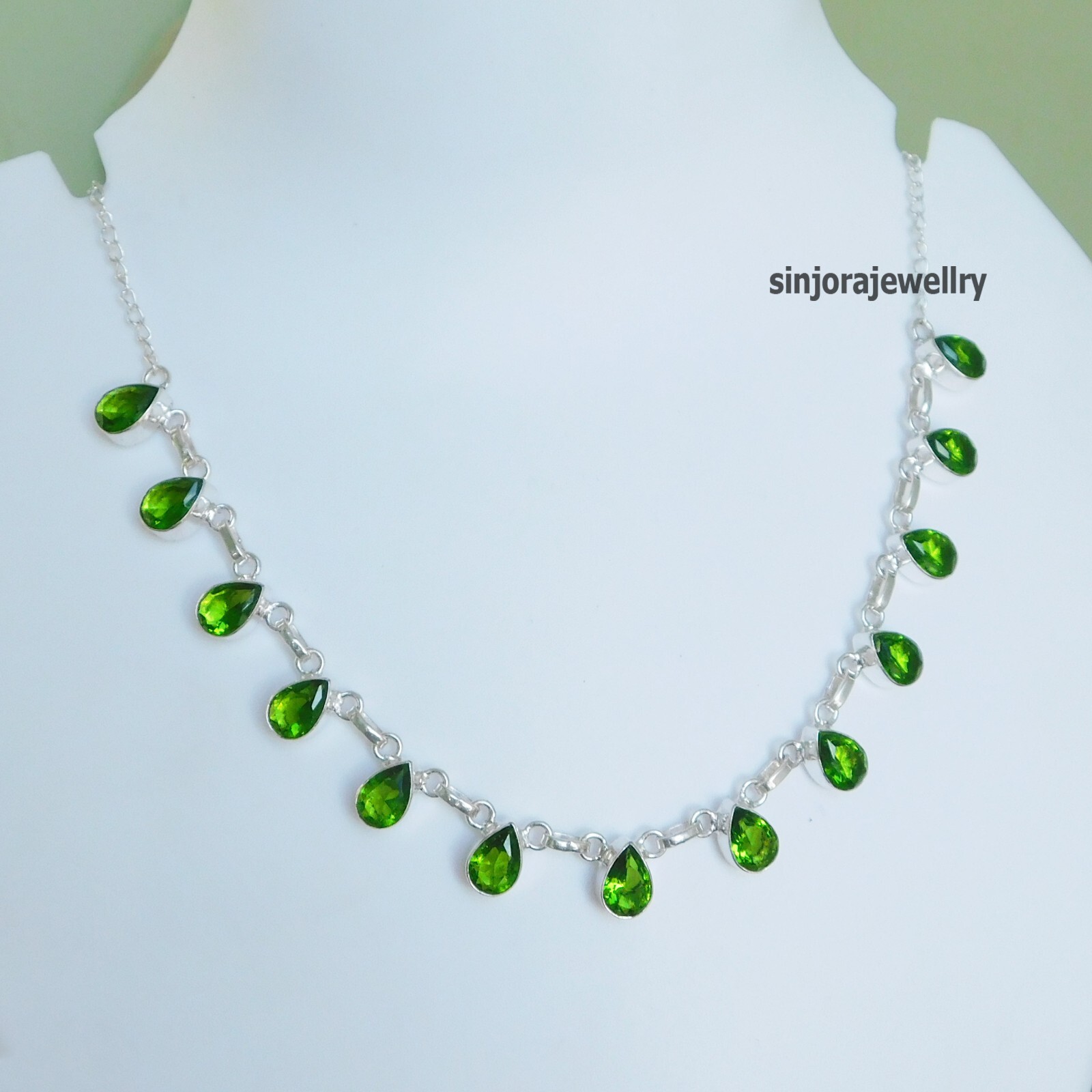 Peridot Gemstone 925 Sterling Silver Handmade Gift Necklace 18″