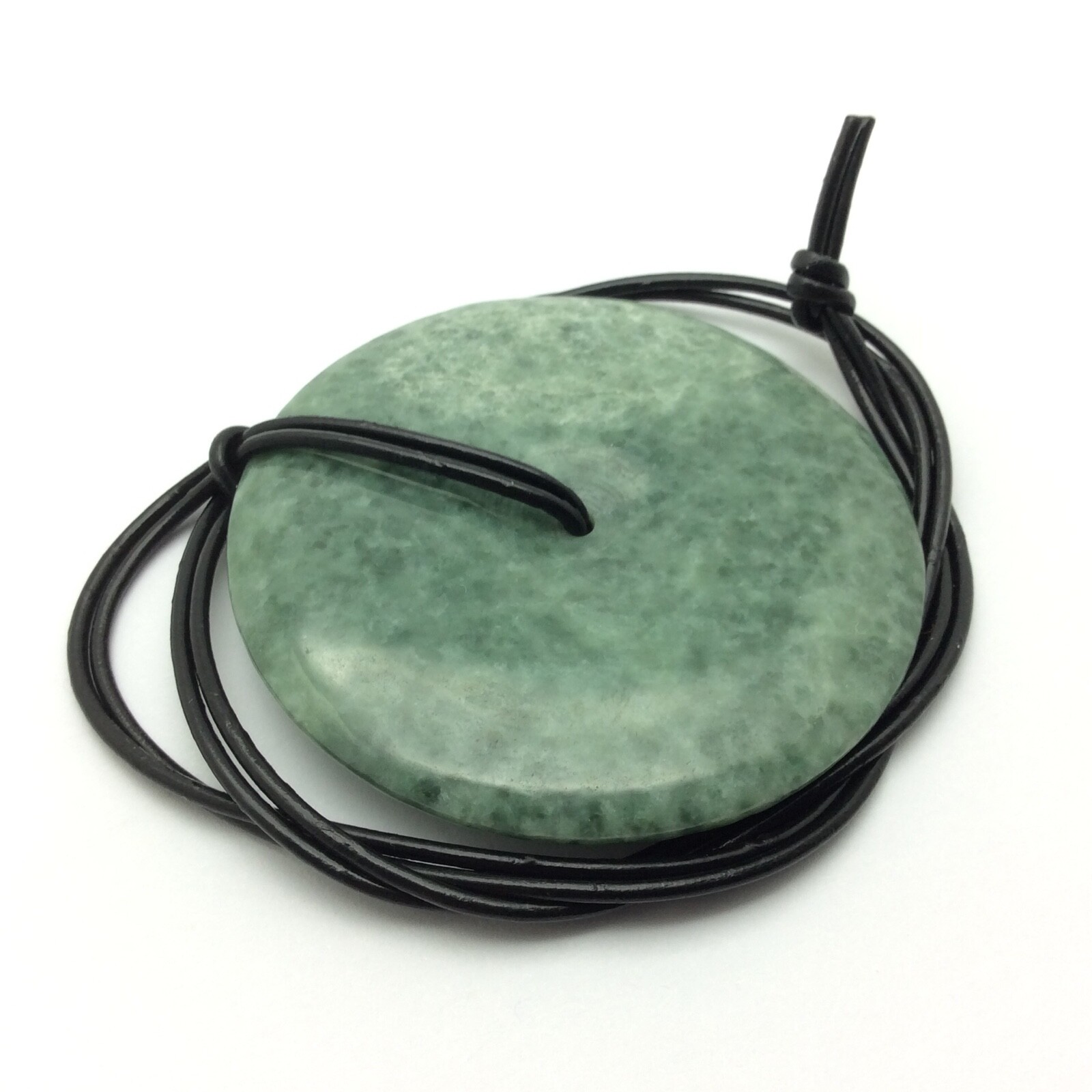 Burma Jade Pendant Bi Disk Large Green Jadeite Jade Stone Necklace Myanmar #21