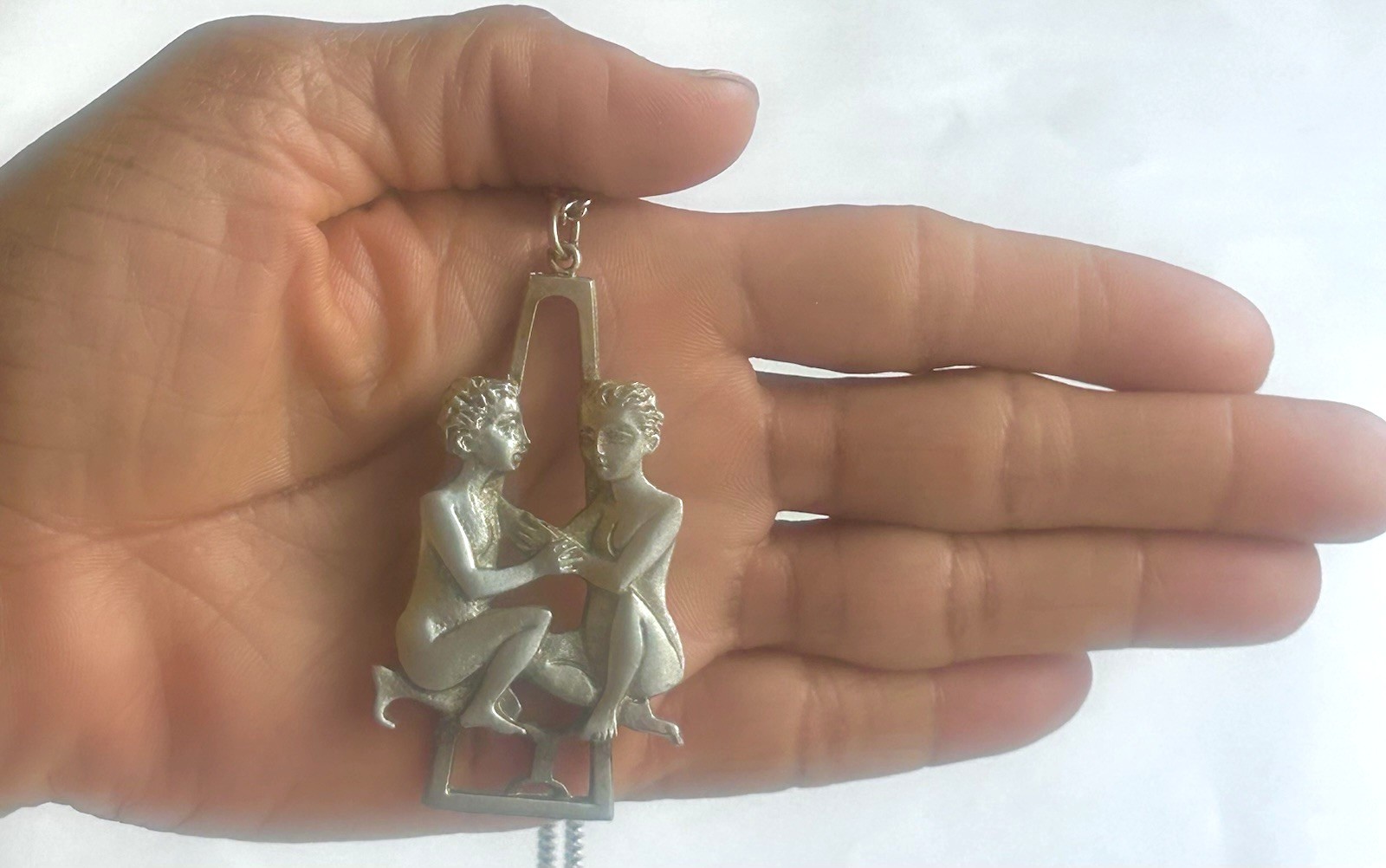 Vintage Gemini Zodiac Pewter Pendant Necklace Twins May June Astroligy Pendant