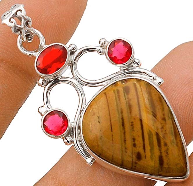 Natural Tiger Eye Africa 925 Solid Sterling Silver Pendant Jewelry