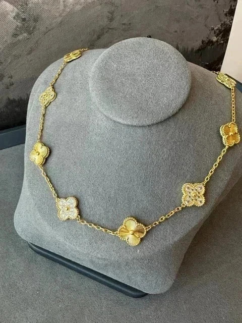Round 14K Yellow Gold Plated Women Flower Leaf Necklace 2Ct Lab Created Diamond