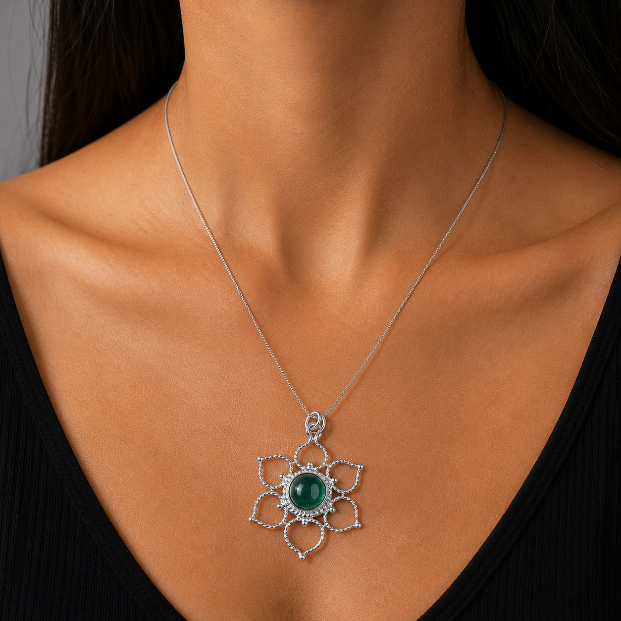 Malachite Gemstone Jewelry 925 Silver Handmade Pendant 1.44″For Anniversary Gift