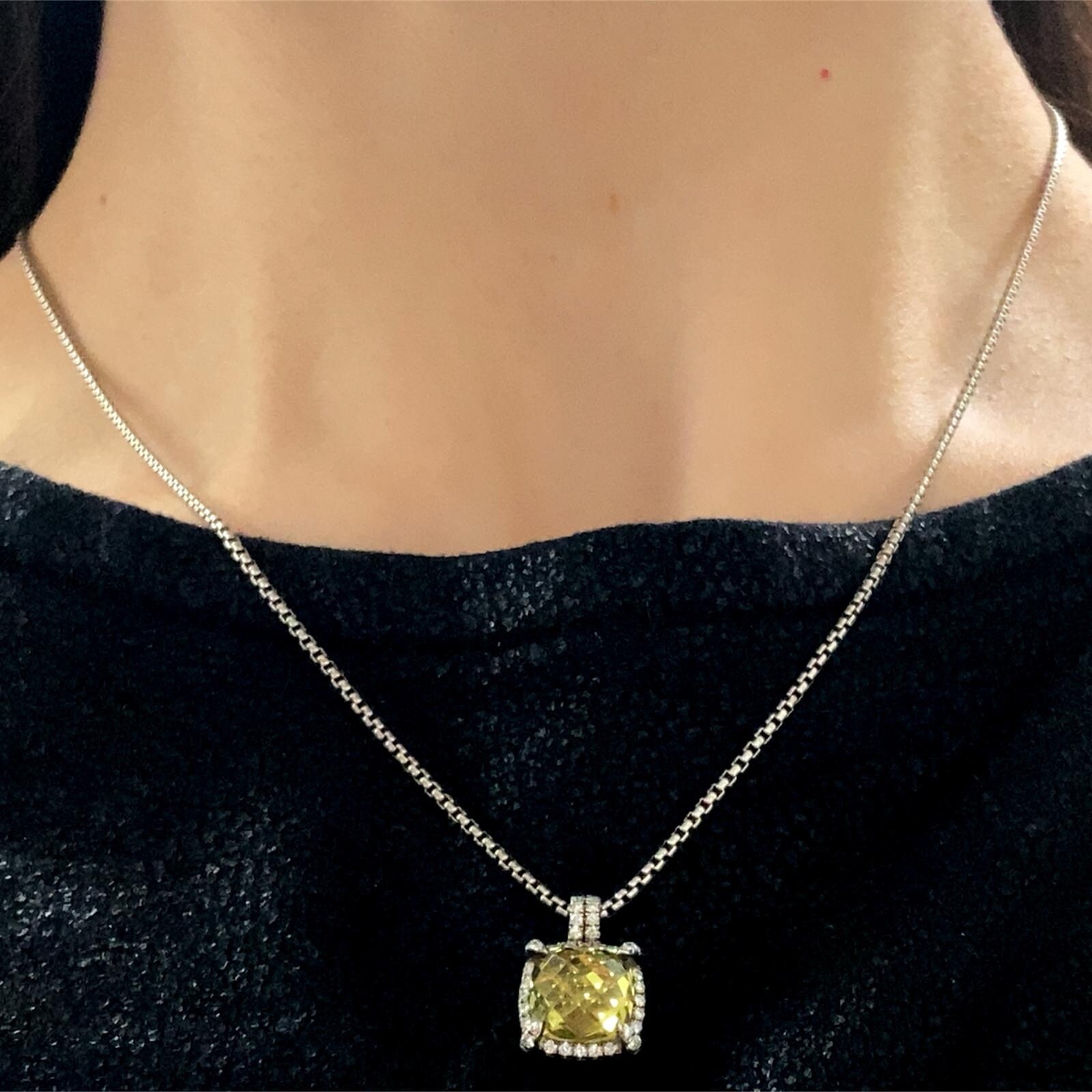 David Yurman Sterling Silver Citrine Chatelaine Diamond Pendant Necklace $1125