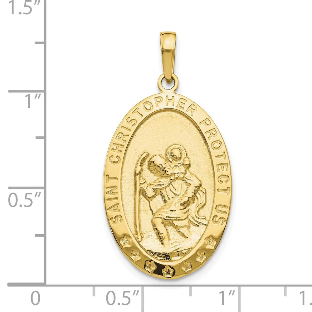 10K / 14K Yellow Gold Saint Christopher Medal Pendant