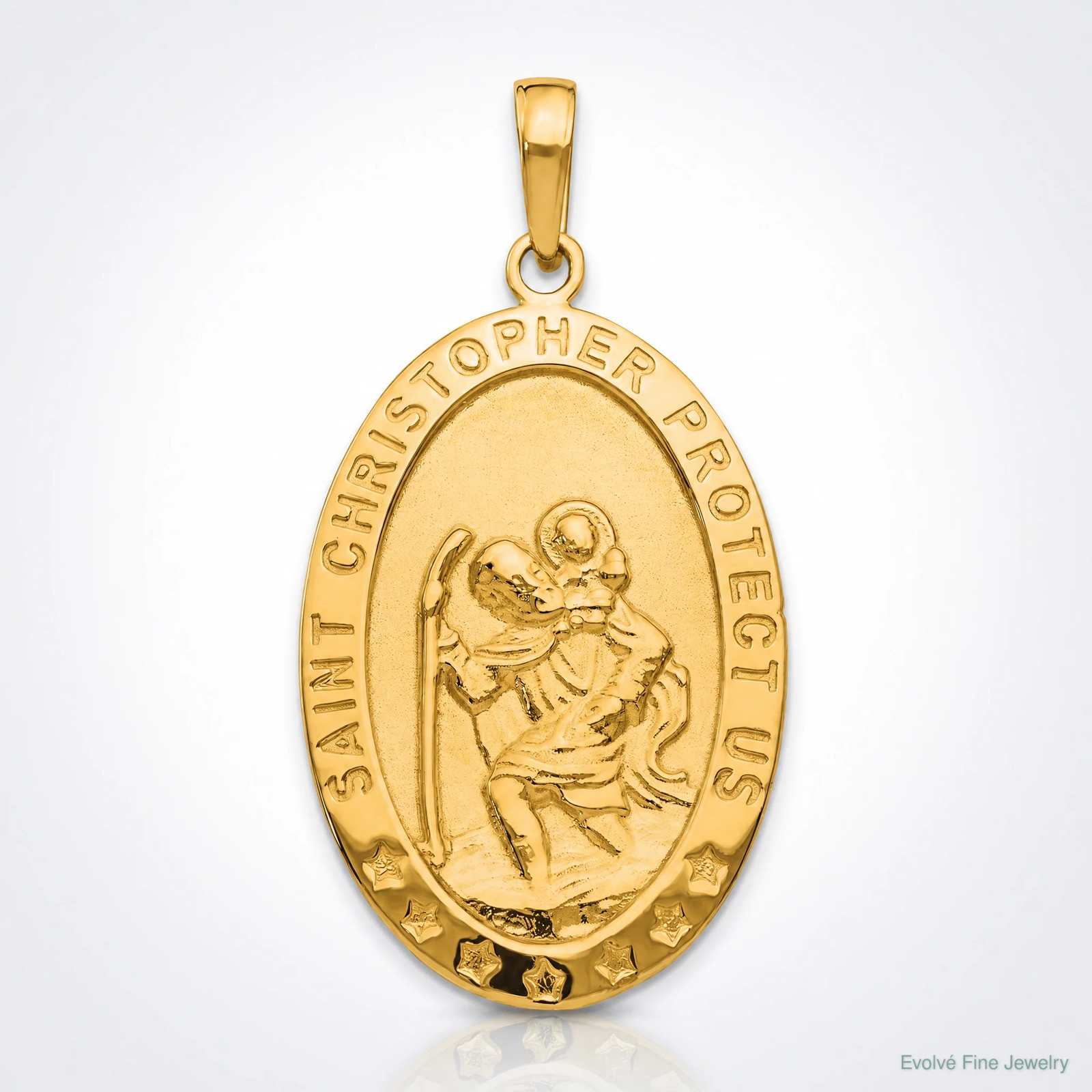 10K / 14K Yellow Gold Saint Christopher Medal Pendant