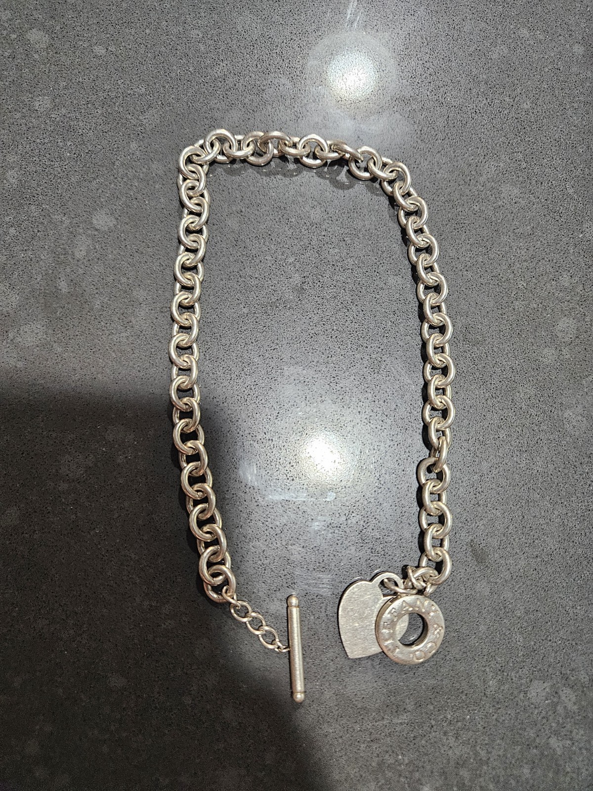 Tiffany & Co Sterling Silver 925 Heart Tag 16″ Toggle Necklace. 75g